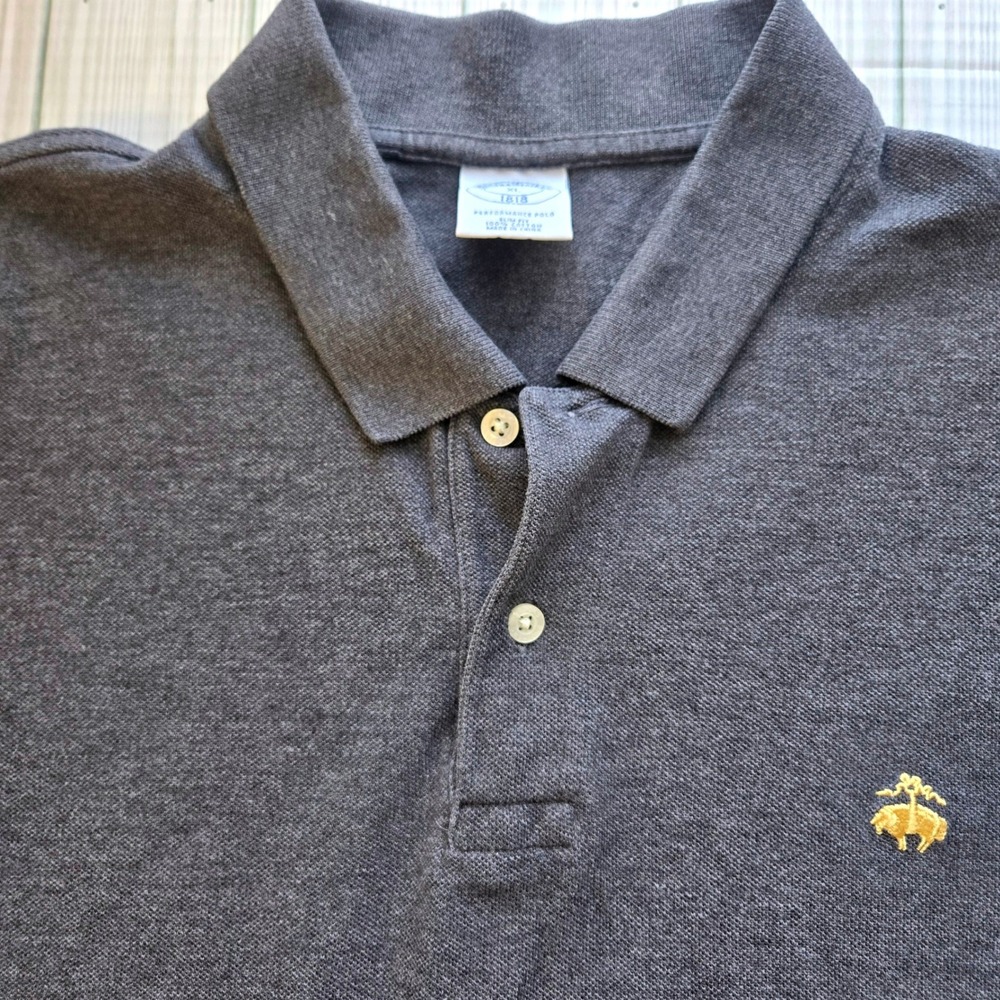 Brooks Brothers 1818 Performance Polo Shirt Mens XL Slim Fit Gray‎ Cotton Pique